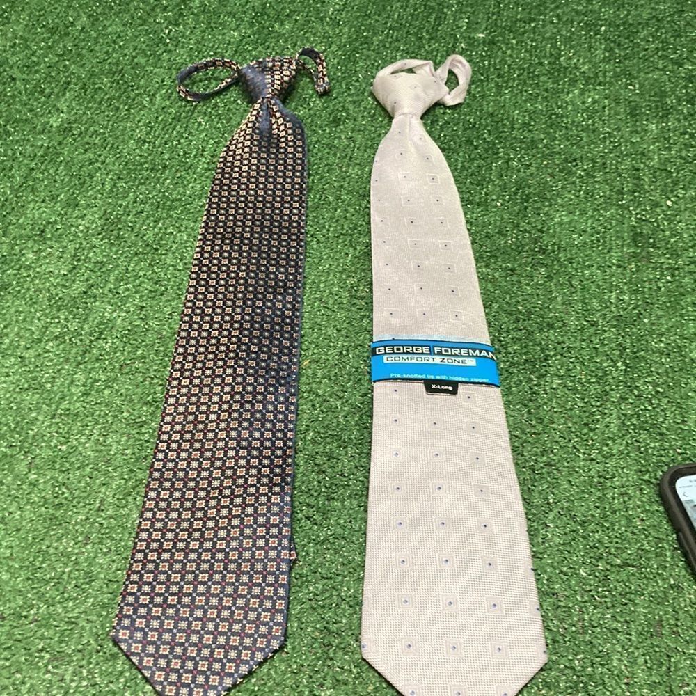 Lot of 2 Casual Male George Forman XL ties NWT MSRP $60 silk (OKPM-09-060)